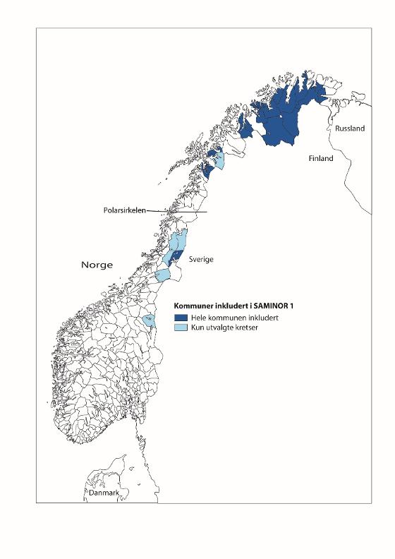 SAMINOR kart over kommuner